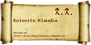 Kolovits Klaudia névjegykártya